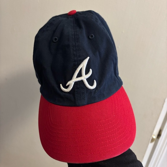 Atlanta Braves Hat Cap Strap Back Blue Red Plain Logo Baseball Adjustable - Picture 3 of 11